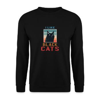 J’aime les chats noirs - Dire avec chat et motif - Sweat-shirt Unisexe - noir - Devant - Alina (178cm) & Michal (187cm)