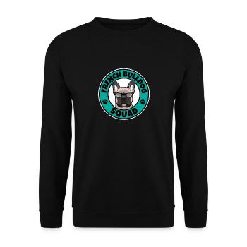 French Bulldog Squad I Dog Lover I French Bulldog - Unisex Pullover - Schwarz - Vorne - Alina (178cm) & Michal (187cm)