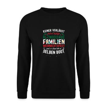 Weihnachtsspruch Familie Weihnachten Geschenk Fun - Unisex Pullover - Schwarz - Vorne - Alina (178cm) & Michal (187cm)