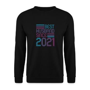 Best Husband since 2021 1st Wedding Anniversary - Unisex Sweatshirt - black - Front - Alina (178cm) & Michal (187cm)