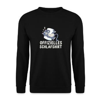 Mein offizielles Schlafshirt mit Katzenbaby - Unisex Pullover - Schwarz - Vorne - Alina (178cm) & Michal (187cm)