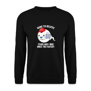 80 years ago 80 years fastest 80th birthday - Unisex Sweatshirt - black - Front - Alina (178cm) & Michal (187cm)