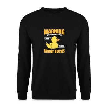 Warning May Talking About Ducks Bath Duckie Rubber - Unisex Sweatshirt - black - Front - Alina (178cm) & Michal (187cm)