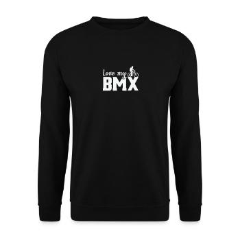 I love BMX | BMX | BMX Bike Fahrrad - Unisex Sweatshirt - black - Front - Alina (178cm) & Michal (187cm)
