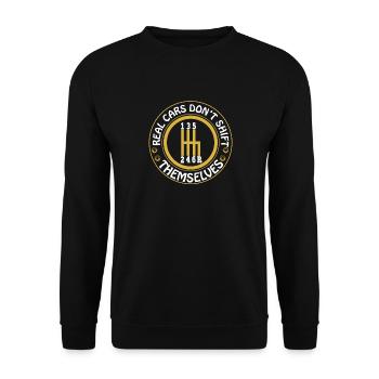 Les vraies voitures ne se déplacent pas elles-mêmes mécanicien de course - Sweat-shirt Unisexe - noir - Devant - Alina (178cm) & Michal (187cm)