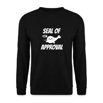 GÜTESIEGEL der Zulassung - Unisex Pullover - Schwarz - Vorne - Alina (178cm) & Michal (187cm)