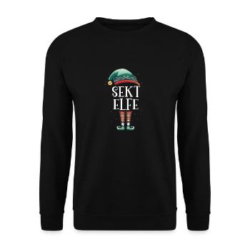 Weihnachten Partnerkostüm Sekt Elf Elfe Elfen - Unisex Pullover - Schwarz - Vorne - Alina (178cm) & Michal (187cm)