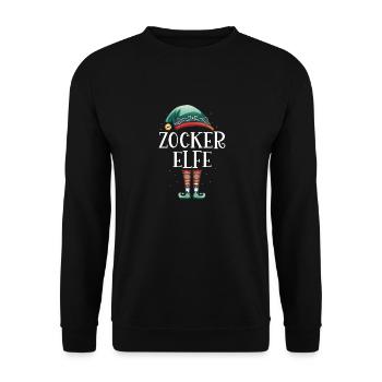 Weihnachten Partnerkostüm Zocker Elf Elfe Elfen - Unisex Pullover - Schwarz - Vorne - Alina (178cm) & Michal (187cm)