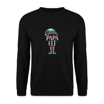 Weihnachten Partnerkostüm Papa Elf Elfe Elfen - Unisex Pullover - Schwarz - Vorne - Alina (178cm) & Michal (187cm)