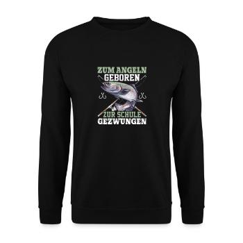 Angeln Angler junge zum angeln geboren - Unisex Pullover - Schwarz - Vorne - Alina (178cm) & Michal (187cm)