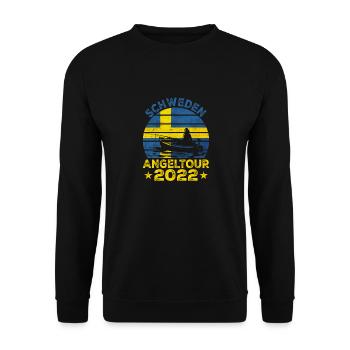 Schweden Angeltour 2022 Angeln in Schweden - Unisex Pullover - Schwarz - Vorne - Alina (178cm) & Michal (187cm)