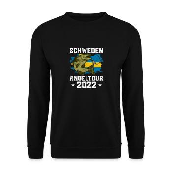 Schweden Angeltour 2022 Angeln in Schweden - Unisex Pullover - Schwarz - Vorne - Alina (178cm) & Michal (187cm)