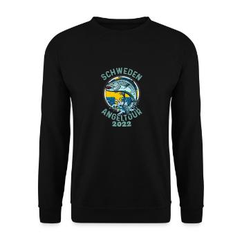 Schweden Angeltour Angeln in Schweden 2022 - Unisex Pullover - Schwarz - Vorne - Alina (178cm) & Michal (187cm)