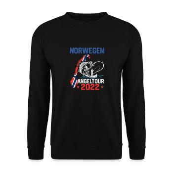 Norwegen Angeltour 2022 Angeln in Norwegen - Unisex Pullover - Schwarz - Vorne - Alina (178cm) & Michal (187cm)
