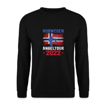 Norwegen Angeltour 2022 Angeltrip nach Norwegen - Unisex Pullover - Schwarz - Vorne - Alina (178cm) & Michal (187cm)