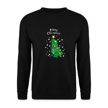 Weihnachten Weihnachtsbaum T-Rex Dino Tannenbaum - Unisex Pullover - Schwarz - Vorne - Alina (178cm) & Michal (187cm)