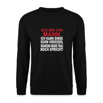 Ich bin ein Mann. - Unisex Pullover - Schwarz - Vorne - Alina (178cm) & Michal (187cm)