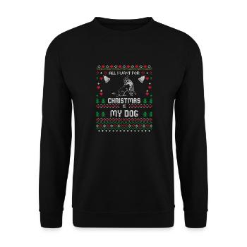 Drôle joyeux Noël Ugly Dog Outfit - Sweat-shirt Unisexe - noir - Devant - Alina (178cm) & Michal (187cm)