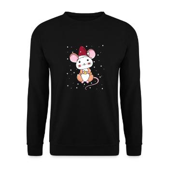 Xmas Child Mouse Snowflakes Christmas Christmas - Unisex Sweatshirt - black - Front - Alina (178cm) & Michal (187cm)