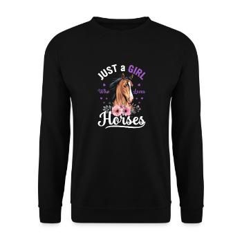 Juste une fille qui aime les chevaux Filles Propriétaire de chevaux - Sweat-shirt Unisexe - noir - Devant - Alina (178cm) & Michal (187cm)