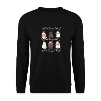 Süße Katzen Xmas Kätzchen Weihnachtsoutfit - Unisex Pullover - Schwarz - Vorne - Alina (178cm) & Michal (187cm)