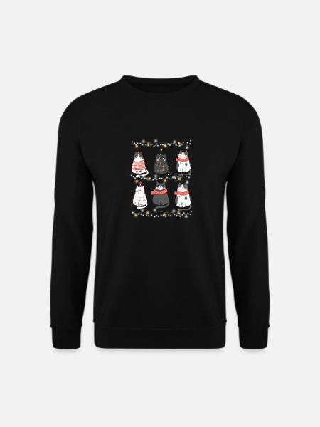 Süße Katzen Xmas Kätzchen Weihnachtsoutfit - Unisex Pullover - Schwarz