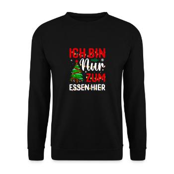 Essen Weihnachten lustiger Spruch - Unisex Pullover - Schwarz - Vorne - Alina (178cm) & Michal (187cm)