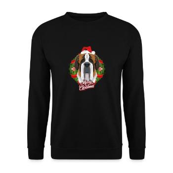 Saint Bernard Lover I Merry Christmas Saint - Unisex Pullover - Schwarz - Vorne - Alina (178cm) & Michal (187cm)