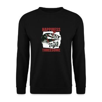 Happiness Is A Tight Threesome Dart Player Dart - Unisex Sweatshirt - black - Front - Alina (178cm) & Michal (187cm)