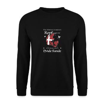 Hvide Sande Kopenhagen Dänemark Dansk Geschenkidee - Unisex Pullover - Schwarz - Vorne - Alina (178cm) & Michal (187cm)