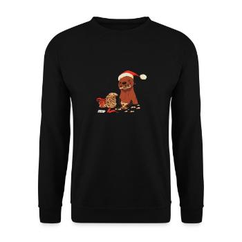 Loutre douce avec biscuits et bonnet de Noël Merry - Sweat-shirt Unisexe - noir - Devant - Alina (178cm) & Michal (187cm)