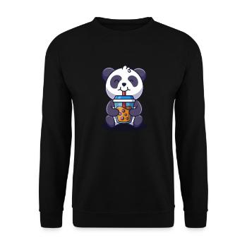 Panda Boba Tee Bubble Drinks Lustige Haustierliebhaber Humor - Unisex Pullover - Schwarz - Vorne - Alina (178cm) & Michal (187cm)