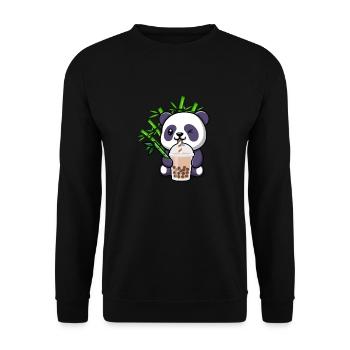 Panda Boba Tee Lustig bubble tea feinschmecker Haustierliebhaber - Unisex Pullover - Schwarz - Vorne - Alina (178cm) & Michal (187cm)