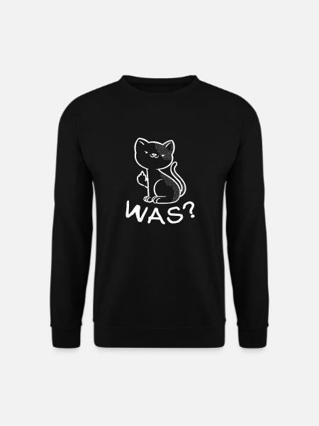 Katzenliebhaber Katzenlady mit Messer - WAS? - Unisex Pullover - Schwarz