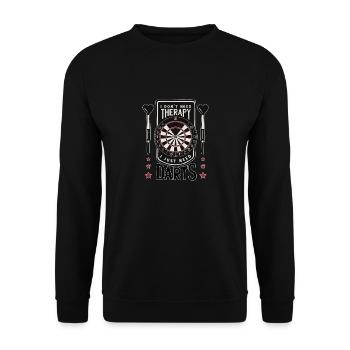 Ich brauche keine Therapie ich brauche nur Dart - Unisex Pullover - Schwarz - Vorne - Alina (178cm) & Michal (187cm)