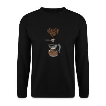 Barista And Great Wave Coffee Beans Art - Unisex Pullover - Schwarz - Vorne - Alina (178cm) & Michal (187cm)