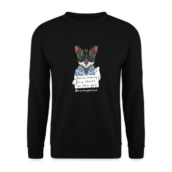 Travel Agent Cat Art For Tourism Advisors - Unisex Sweatshirt - black - Front - Alina (178cm) & Michal (187cm)