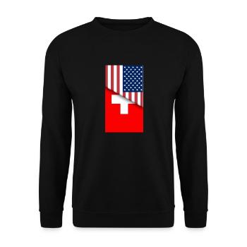 États-Unis Suisse Drapeau suisse Double nationalité Américaine - Sweat-shirt Unisexe - noir - Devant - Alina (178cm) & Michal (187cm)