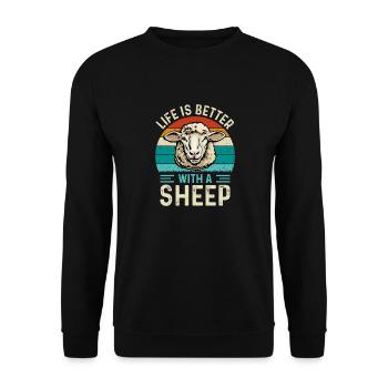 Funny sheep, sheep not only for shepherds - Unisex Sweatshirt - black - Front - Alina (178cm) & Michal (187cm)