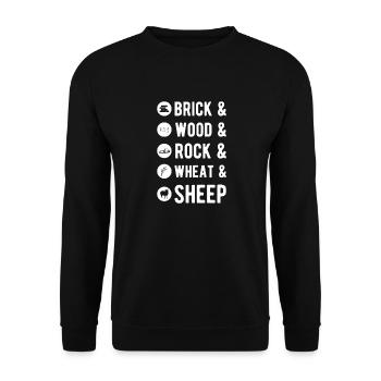 Witziges Schaf, Schafe nicht nur für Schäfer - Unisex Pullover - Schwarz - Vorne - Alina (178cm) & Michal (187cm)