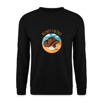 Meowdy Partner Drôle southern cat Pun - Sweat-shirt Unisexe - noir - Devant - Alina (178cm) & Michal (187cm)