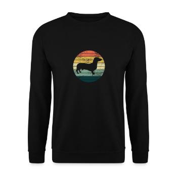 Dackel Retro Dachshund Vintage Teckel - Unisex Pullover - Schwarz - Vorne - Alina (178cm) & Michal (187cm)