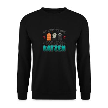Katzenmama Katze Katzenliebhaber Normal vor drei K - Unisex Pullover - Schwarz - Vorne - Alina (178cm) & Michal (187cm)