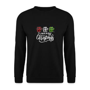 Frohe Weihnachten Katze Pow CatChristmas - Unisex Pullover - Schwarz - Vorne - Alina (178cm) & Michal (187cm)