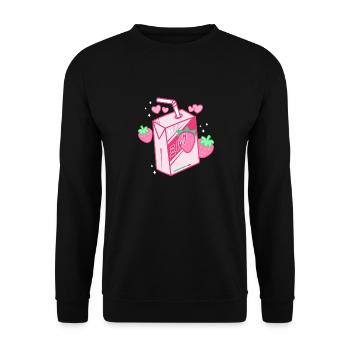 Lait de fraise, japonais, kawaii, lait de fraise - Sweat-shirt Unisexe - noir - Devant - Alina (178cm) & Michal (187cm)