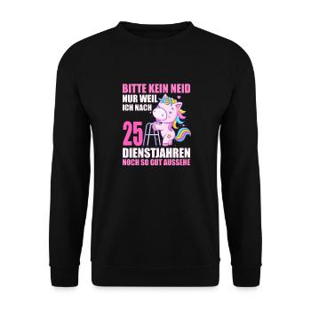 25 Jahre im Dienst 25 Jähriges Dienstjubiläum - Unisex Pullover - Schwarz - Vorne - Alina (178cm) & Michal (187cm)