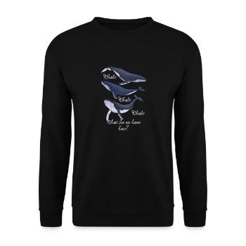 Funny Whale Pun Whale Whale Whale What Do We Have - Unisex Pullover - Schwarz - Vorne - Alina (178cm) & Michal (187cm)
