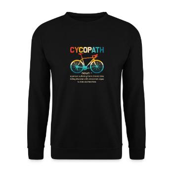 Radfahren Substantiv Cycopath, Mountainbike Fahren - Unisex Pullover - Schwarz - Vorne - Alina (178cm) & Michal (187cm)