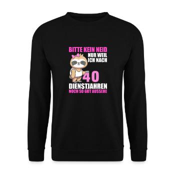 40 Jahre im Dienst 40 Jähriges Dienstjubiläum - Unisex Pullover - Schwarz - Vorne - Alina (178cm) & Michal (187cm)