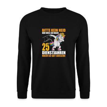 25 Jahre im Dienst 25 Jähriges Dienstjubiläum - Unisex Pullover - Schwarz - Vorne - Alina (178cm) & Michal (187cm)